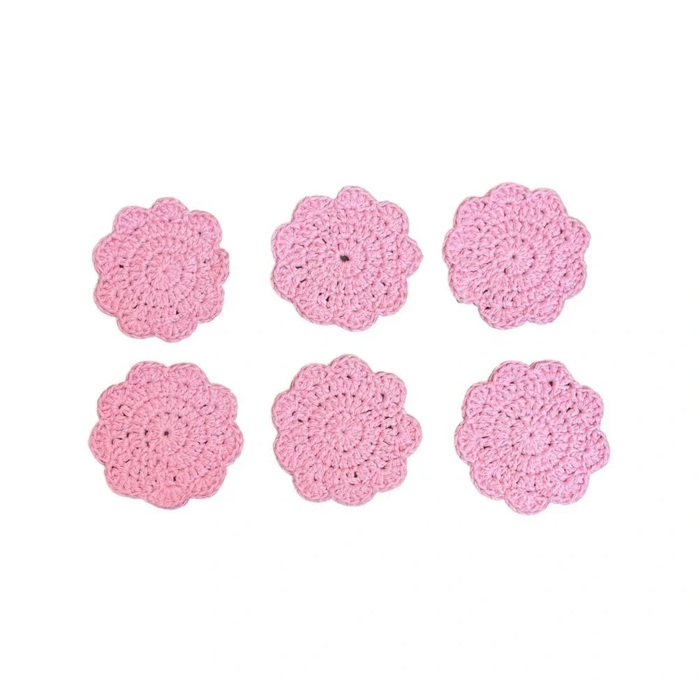Set of 6 Hand Crochet 100% Cotton Flower Coasters